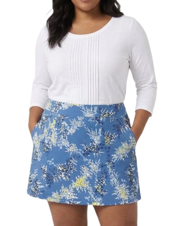 Talbots Dresses & Skirts - Talbots Floral Fitness Skirt Skort & White ¾ Sleeve Pleated Top 2-Piece Set NWT